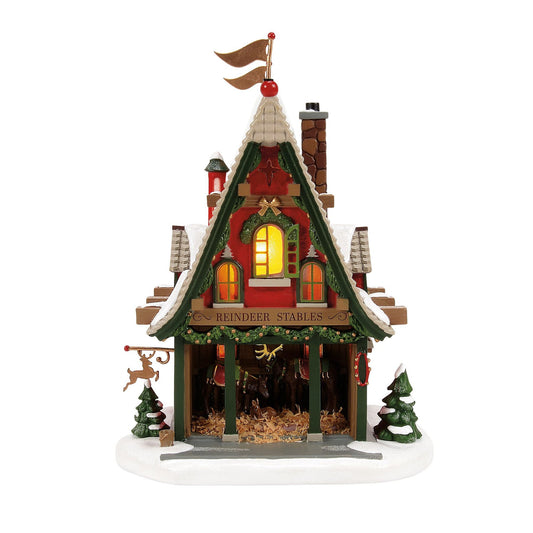 Department 56 50th Reindeer Acres Stable